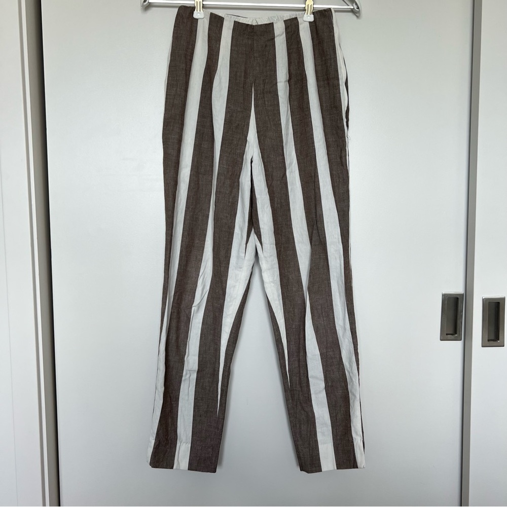Vintage Striped Linen Pants Zipper Size 24